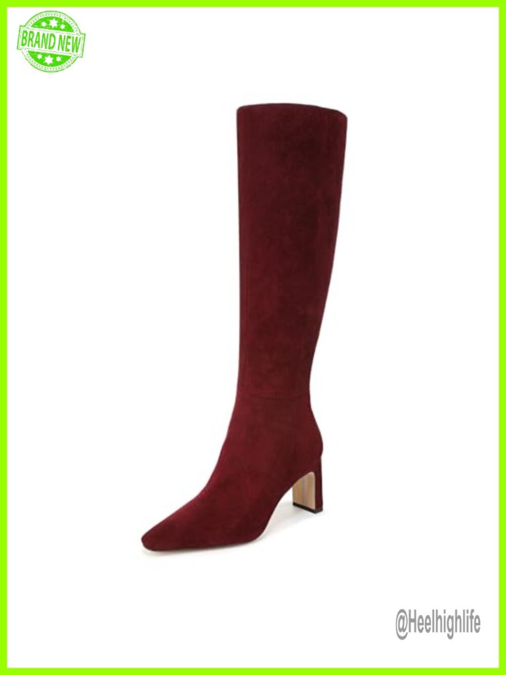 Sam Edelman Sylvia Knee High Leather Boots Pointed Toe Block Heel